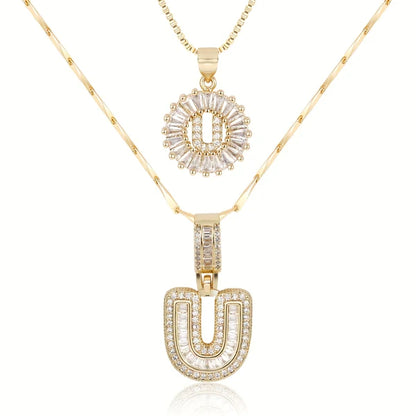 2pc 14k Diamond Letter Initial Necklaces