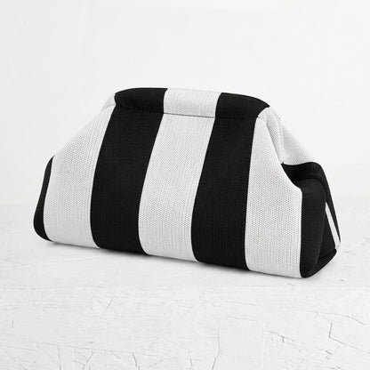 Woven Striped Pouch Clutch