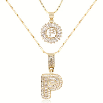 2pc 14k Diamond Letter Initial Necklaces