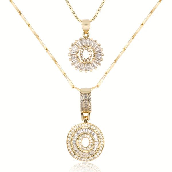 2pc 14k Diamond Letter Initial Necklaces