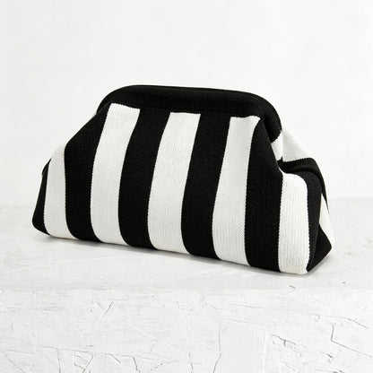 Woven Striped Pouch Clutch
