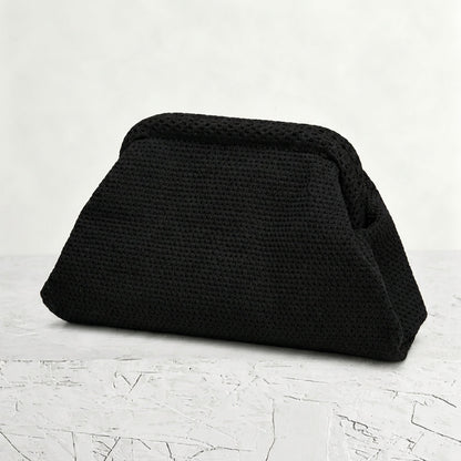 Woven Striped Pouch Clutch