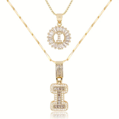 2pc 14k Diamond Letter Initial Necklaces