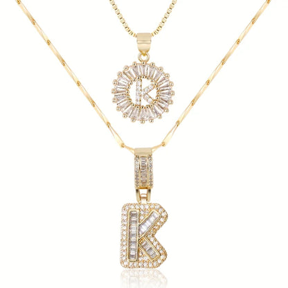 2pc 14k Diamond Letter Initial Necklaces