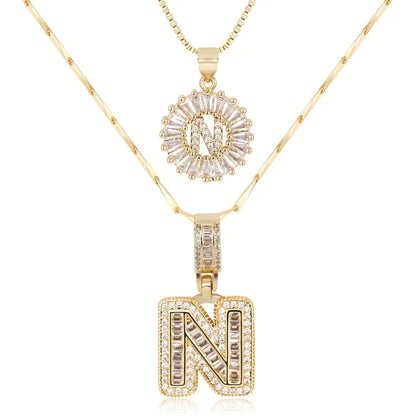 2pc 14k Diamond Letter Initial Necklaces