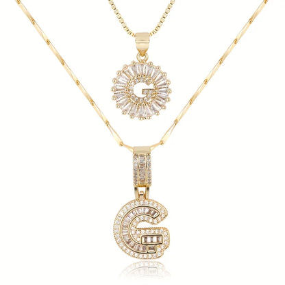 2pc 14k Diamond Letter Initial Necklaces