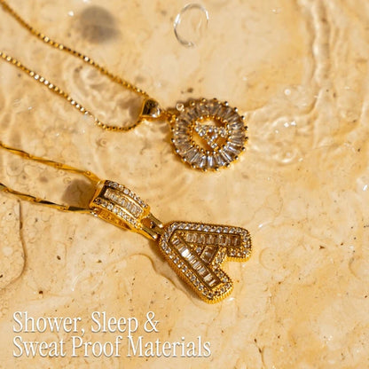 2pc 14k Diamond Letter Initial Necklaces