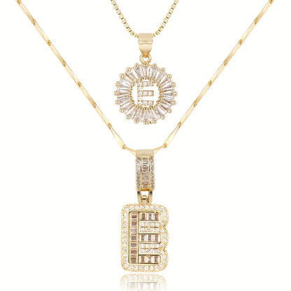 2pc 14k Diamond Letter Initial Necklaces