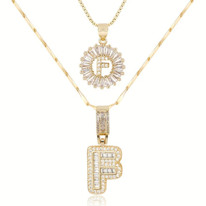 2pc 14k Diamond Letter Initial Necklaces