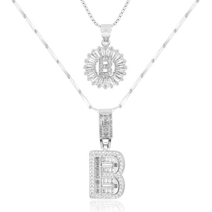 2pc 14k Diamond Letter Initial Necklaces