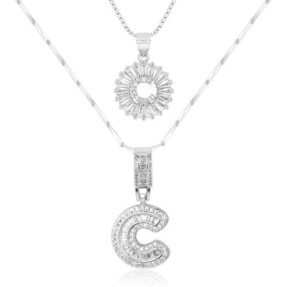 2pc 14k Diamond Letter Initial Necklaces