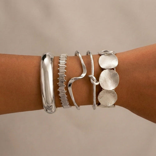 14k 5pc Geometric Boho Bracelet Stack