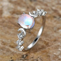 Crescent Moon Opal Center Ring