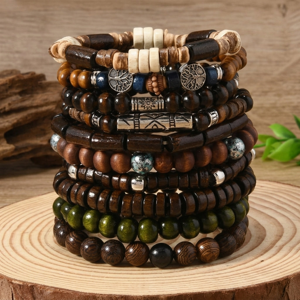 10pc Adjustable Boho Bracelet Variety Set