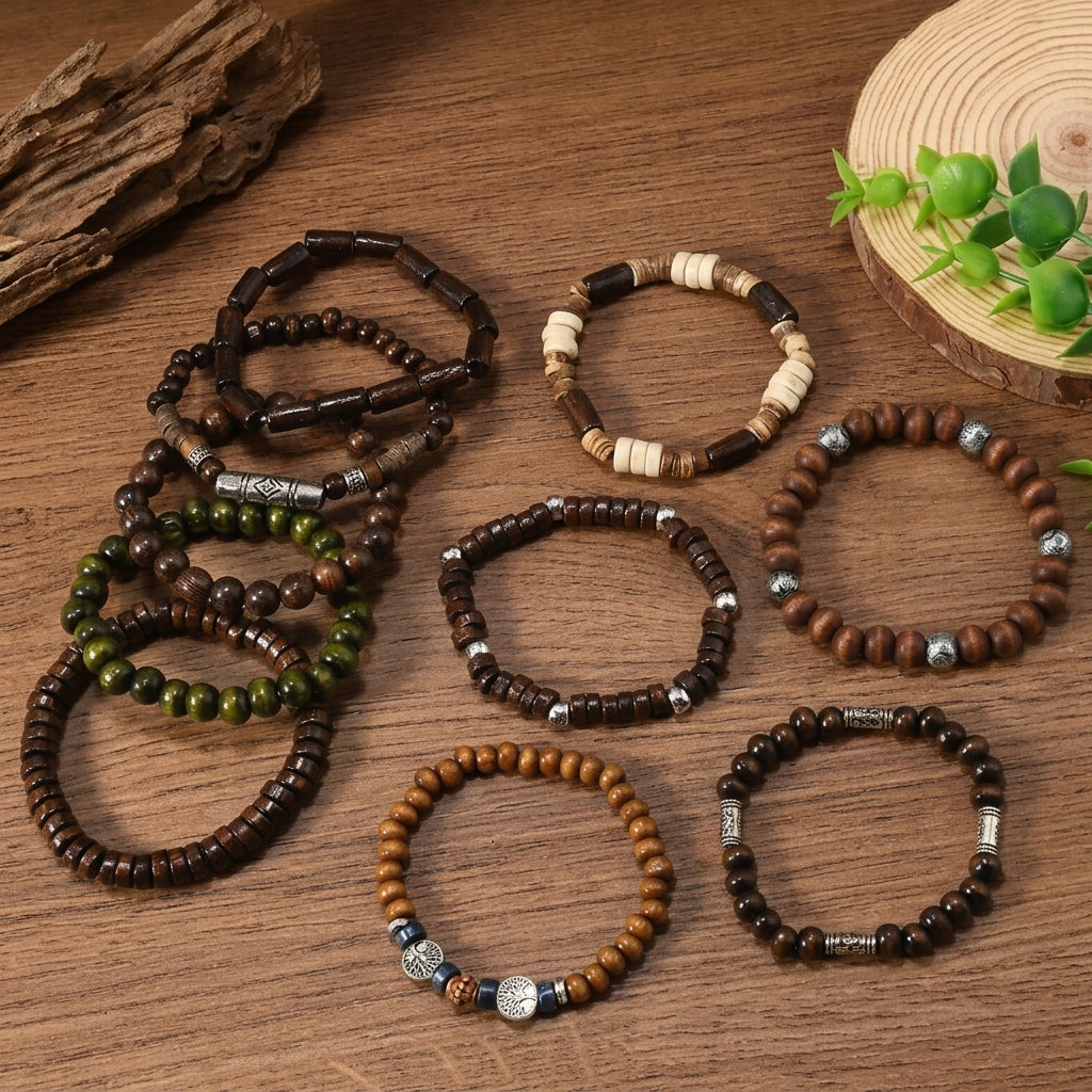 10pc Adjustable Boho Bracelet Variety Set