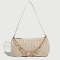 Boho Sea Shell Straw Baguette Bag