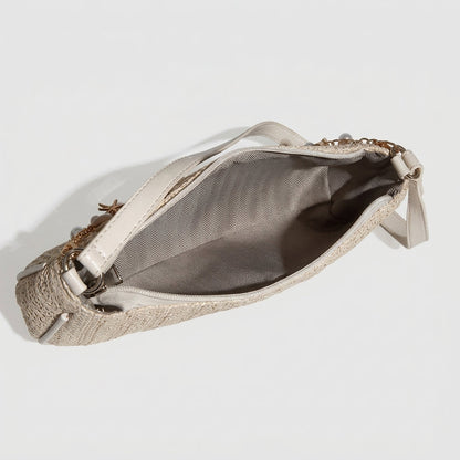 Boho Sea Shell Straw Baguette Bag