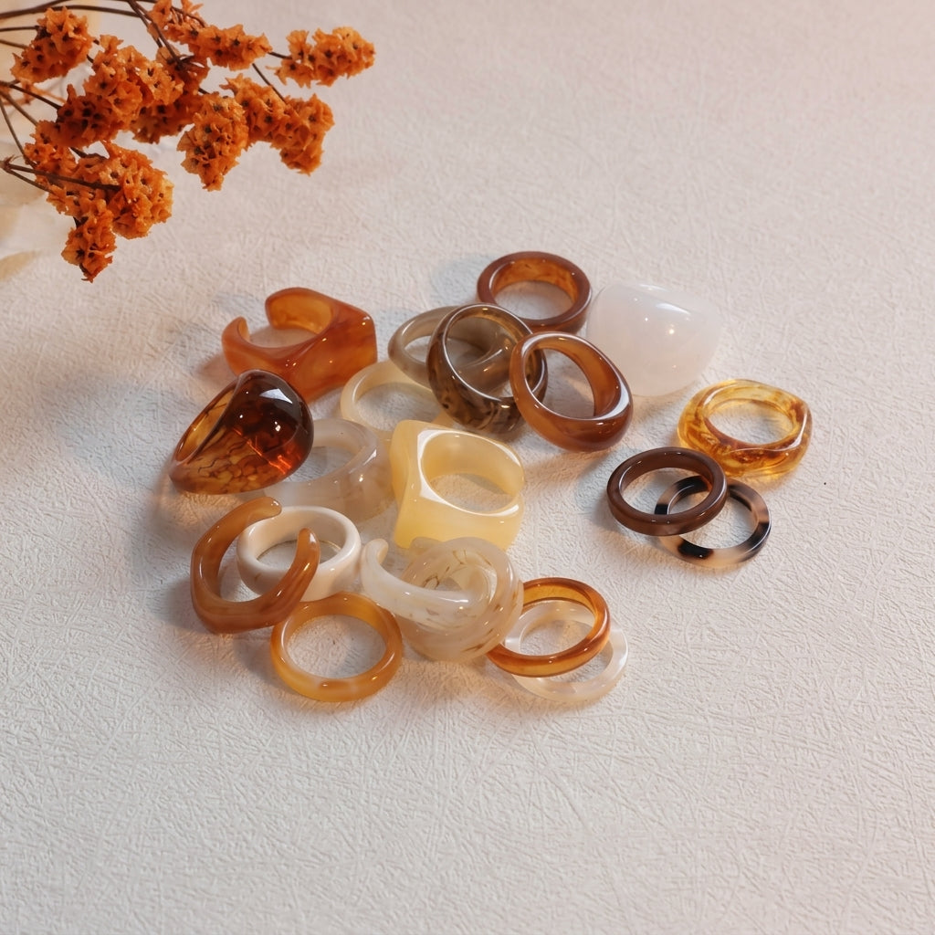 20pc Autumn Inspired Resin Ring Stack