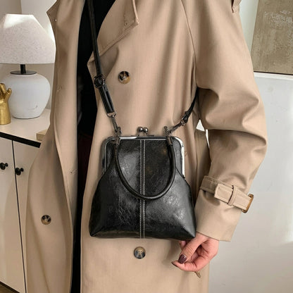 Vintage Inspired Kiss-Lock Satchel Bag