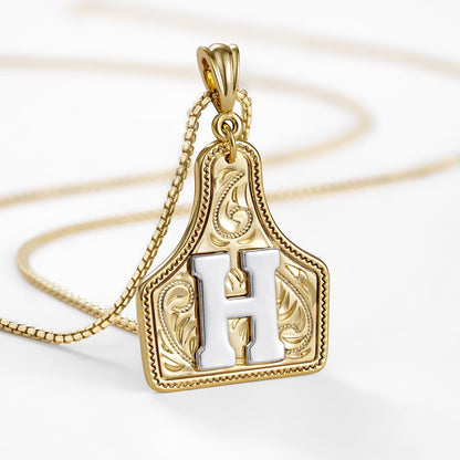 14k Elegant Cowgirl Initial Necklace