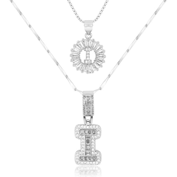 2pc 14k Diamond Letter Initial Necklaces