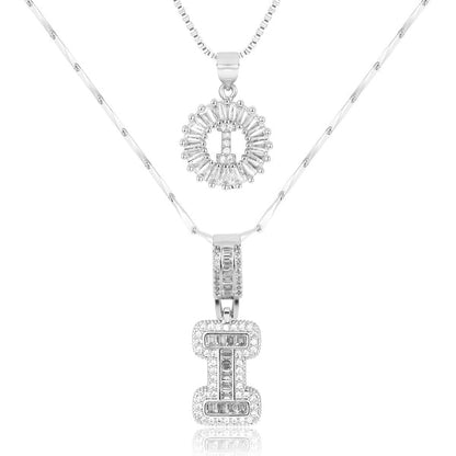 2pc 14k Diamond Letter Initial Necklaces