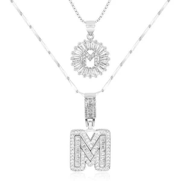 2pc 14k Diamond Letter Initial Necklaces