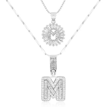 2pc 14k Diamond Letter Initial Necklaces
