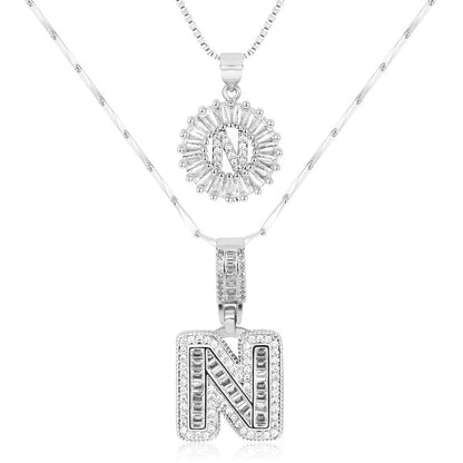 2pc 14k Diamond Letter Initial Necklaces
