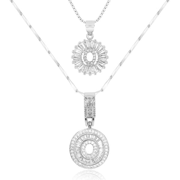 2pc 14k Diamond Letter Initial Necklaces