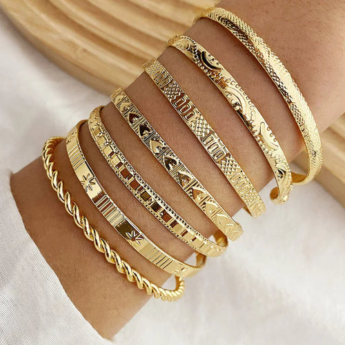 7pc Adjustable Textured Cuff Stack