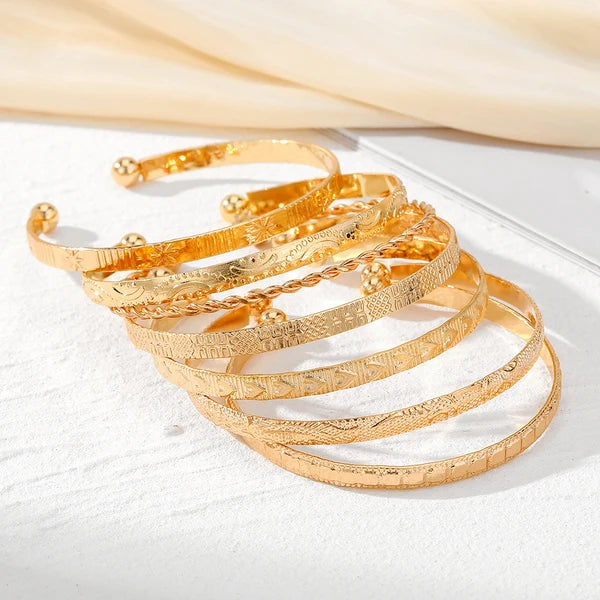 7pc Adjustable Textured Cuff Stack