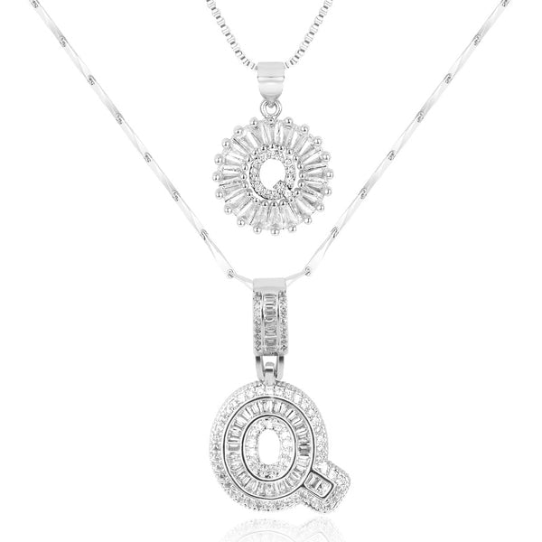 2pc 14k Diamond Letter Initial Necklaces