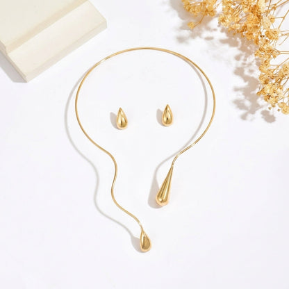 Statement Water Droplet Necklace and Earrings Set