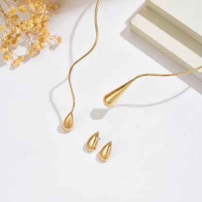 Statement Water Droplet Necklace and Earrings Set