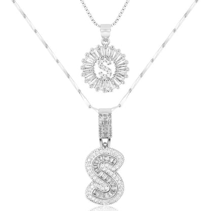 2pc 14k Diamond Letter Initial Necklaces
