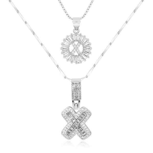 2pc 14k Diamond Letter Initial Necklaces