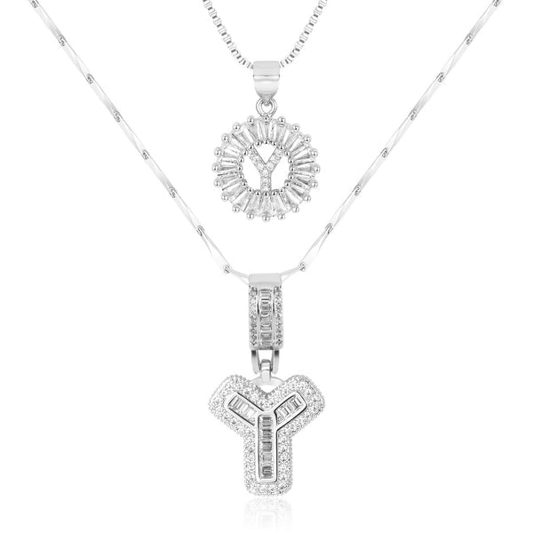 2pc 14k Diamond Letter Initial Necklaces