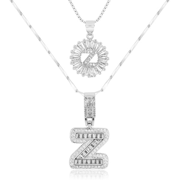 2pc 14k Diamond Letter Initial Necklaces