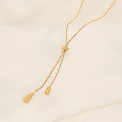 Adjustable Pull Droplet Lariat Necklace and Earrings