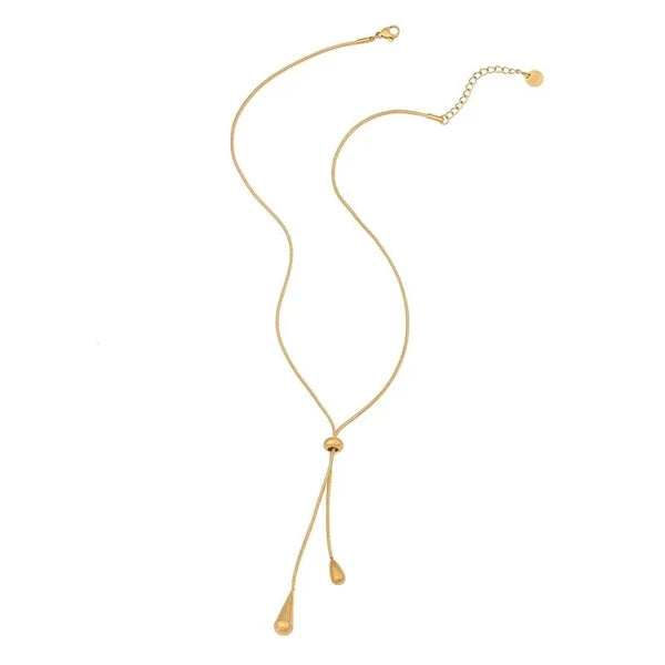 Adjustable Pull Droplet Lariat Necklace and Earrings
