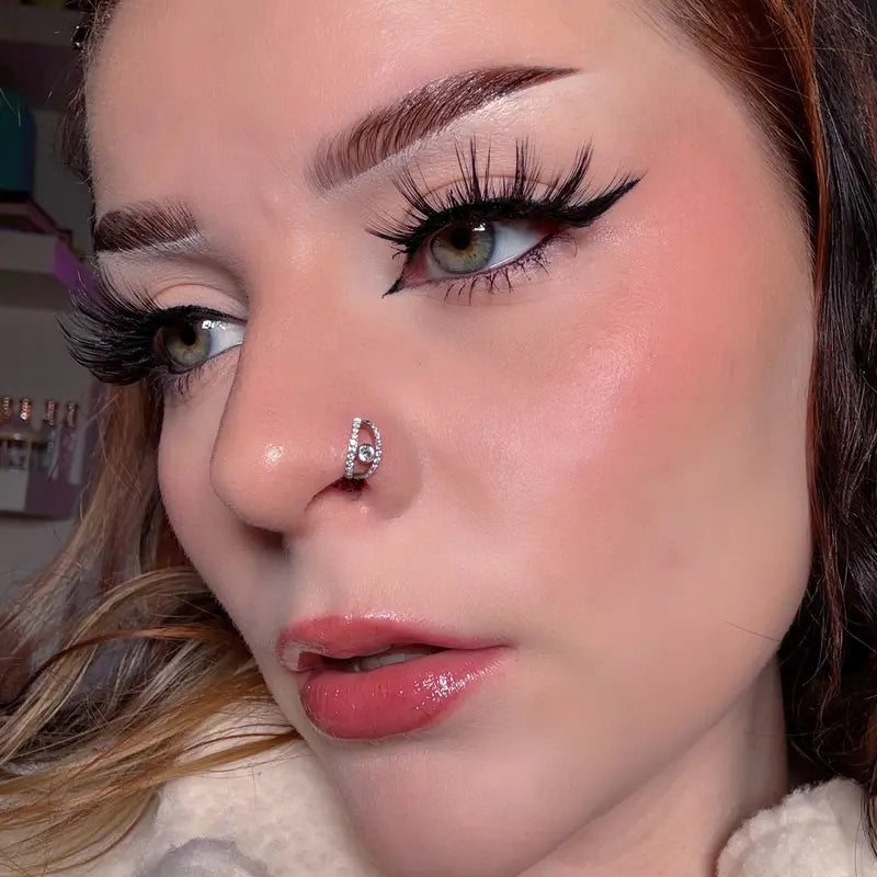 20G Double Band Pave Nose Ring