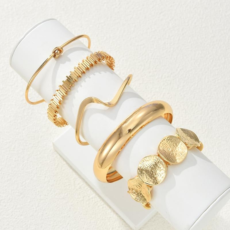 14k 5pc Geometric Boho Bracelet Stack