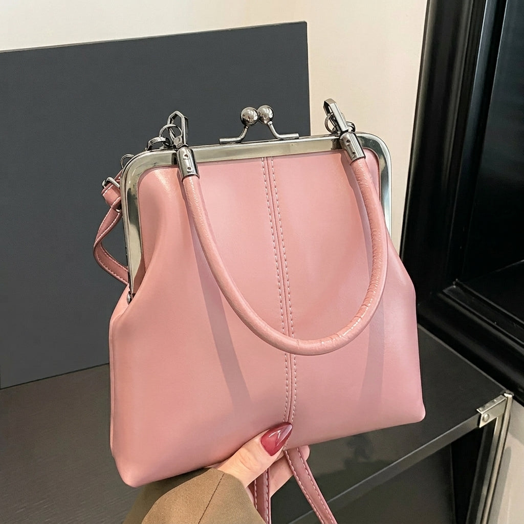 Vintage Inspired Kiss-Lock Satchel Bag