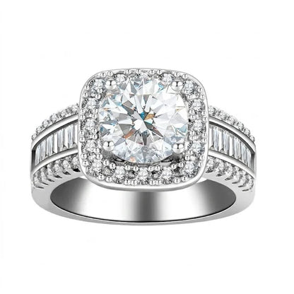 Square Halo Baguette Band Ring