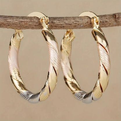 Triple Contrast Wrap Hoop Earrings